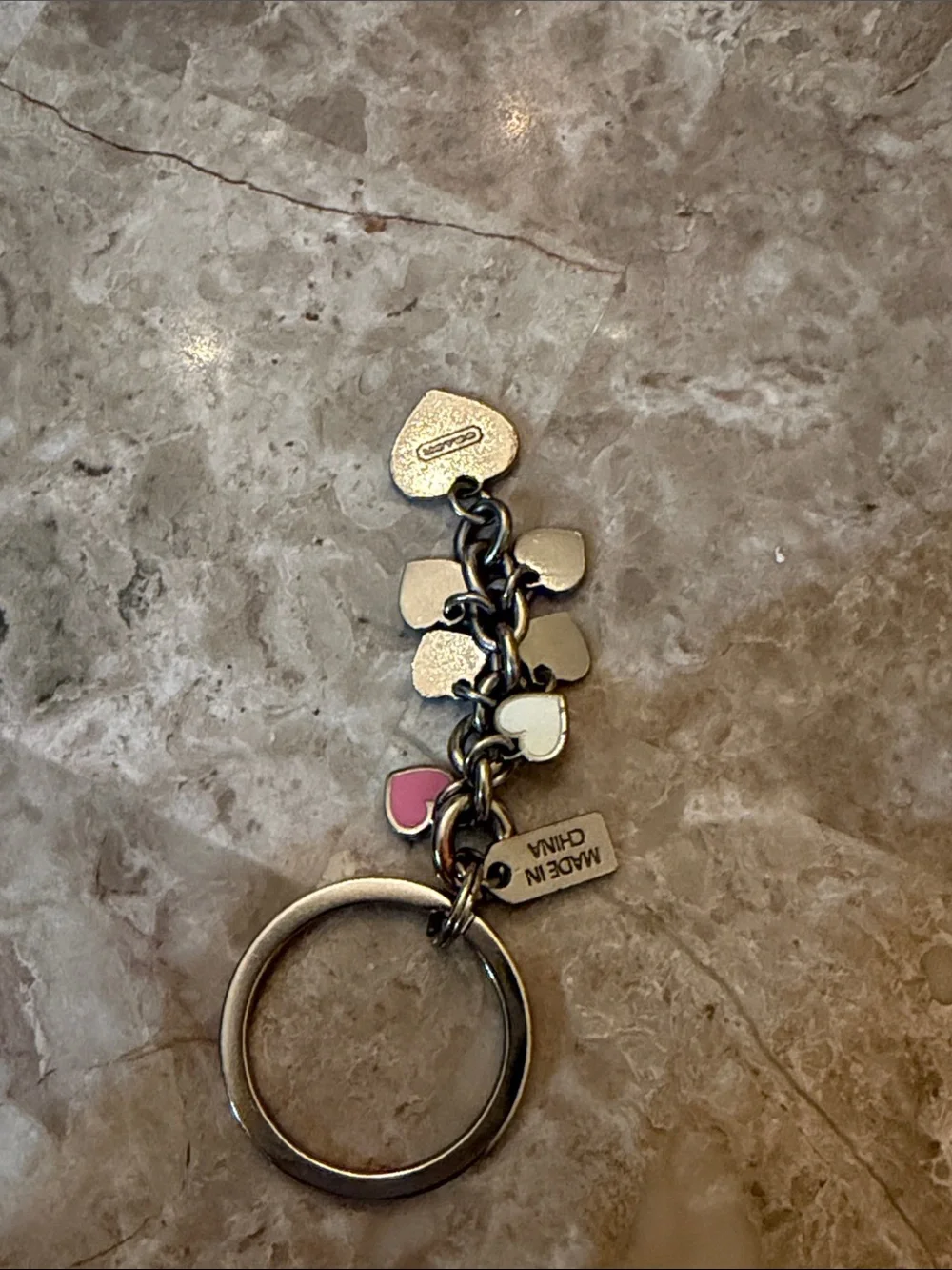 Coach Pink Multi-Heart Charm Key Ring HTF Y2K